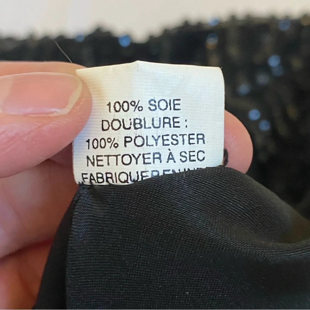 Vintage Whimsygoth Womens Black Silk Hand Beaded Sequin Embellished Blazer 15/16 - Picture 13 of 13